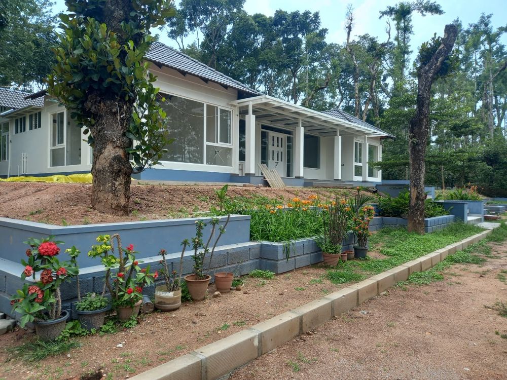 Estate bungalow with its garden, Chikkamagaluru district